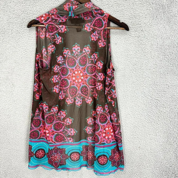 INC International concepts open front sheer top womens medium‎ geometric boho - Picture 2 of 5